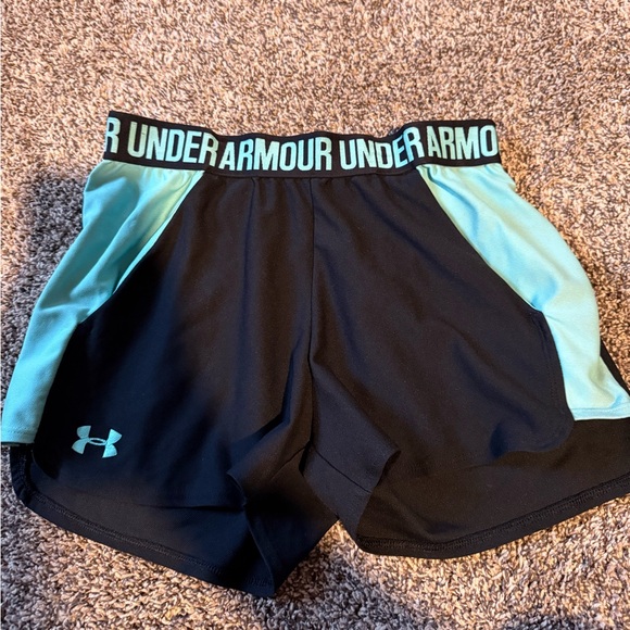 Under Armour Women's Black and Blue Shorts - Picture 1 of 3